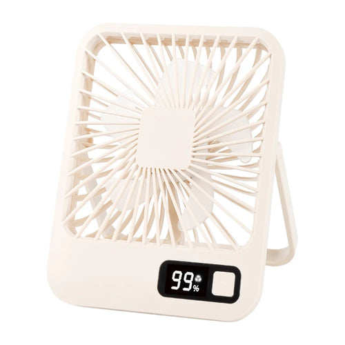 Q3 Digital Display Desk Fan USB Rechargeable 5 Speeds Ultra Thin Mute Cooling Fan (CE Certified) - Khaki - 1