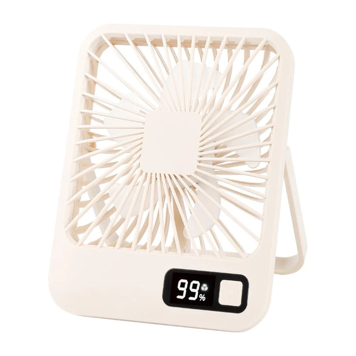 Q3 Digital Display Desk Fan USB Rechargeable 5 Speeds Ultra Thin Mute Cooling Fan (CE Certified) - Khaki - 1