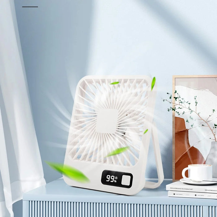 Q3 Digital Display Desk Fan USB Rechargeable 5 Speeds Ultra Thin Mute Cooling Fan (CE Certified) - Khaki - 3