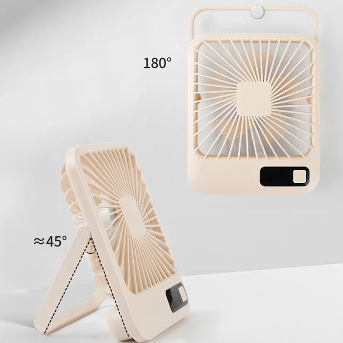 Q3 Digital Display Desk Fan USB Rechargeable 5 Speeds Ultra Thin Mute Cooling Fan (CE Certified) - Khaki - 5