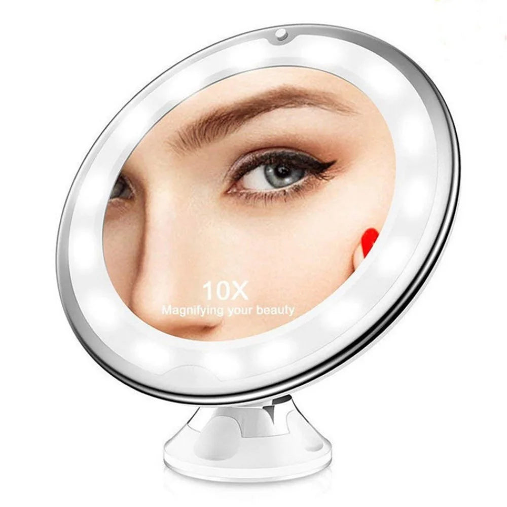 10X Magnification LED Mirror 8-inch Makeup Mirror with Suction Cup Design for Bathroom Dressing Table - 1