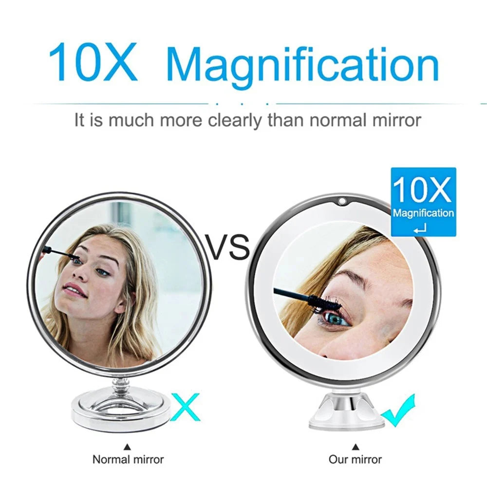 10X Magnification LED Mirror 8-inch Makeup Mirror with Suction Cup Design for Bathroom Dressing Table - 3
