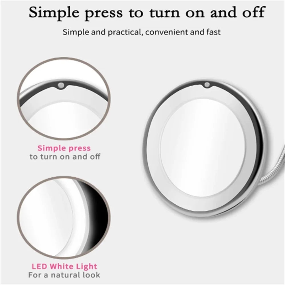 10X Magnification LED Mirror 8-inch Makeup Mirror with Suction Cup Design for Bathroom Dressing Table - 4