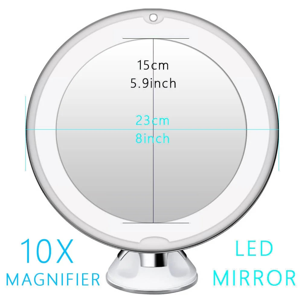 10X Magnification LED Mirror 8-inch Makeup Mirror with Suction Cup Design for Bathroom Dressing Table - 7