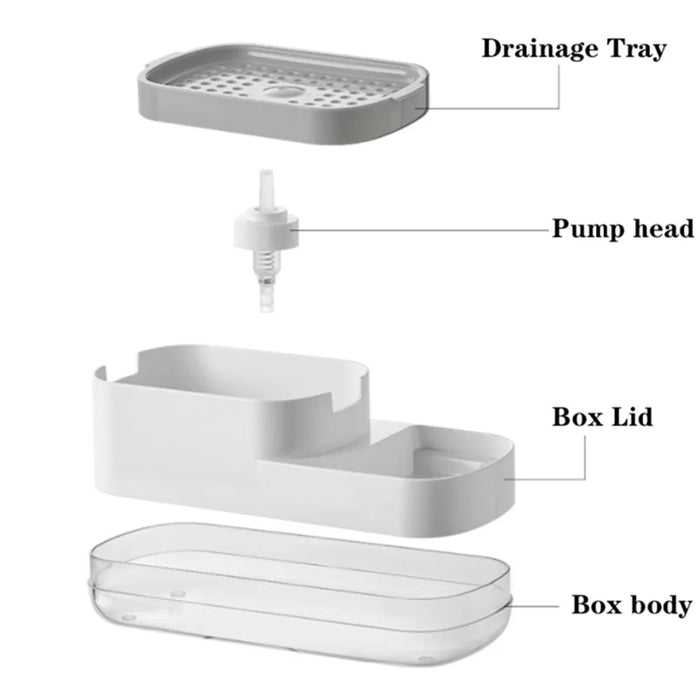 Manual Pressing Sponge Detergent Dispenser Liquid Dish Soap Dispenser Sponge Storage Box for Kitchen - White - 5