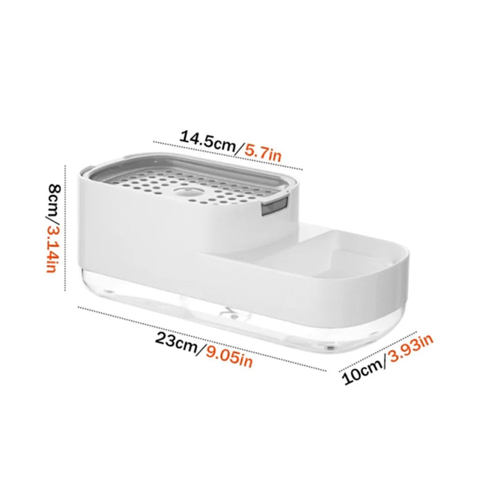 Manual Pressing Sponge Detergent Dispenser Liquid Dish Soap Dispenser Sponge Storage Box for Kitchen - White - 7