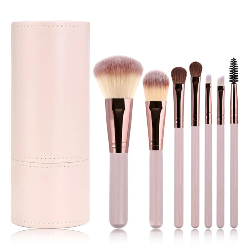 7Pcs / Set Makeup Brush Soft Bristles Wood+Aluminum Handle Foundation Blush Concealers Eyeshadow Brushes Kit - Beige - 1
