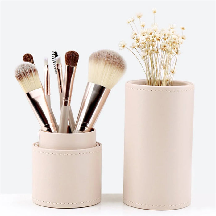 7Pcs / Set Makeup Brush Soft Bristles Wood+Aluminum Handle Foundation Blush Concealers Eyeshadow Brushes Kit - Beige - 3