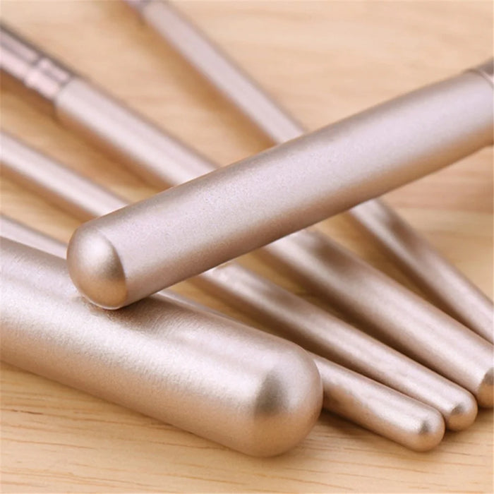 7Pcs / Set Makeup Brush Soft Bristles Wood+Aluminum Handle Foundation Blush Concealers Eyeshadow Brushes Kit - Beige - 7