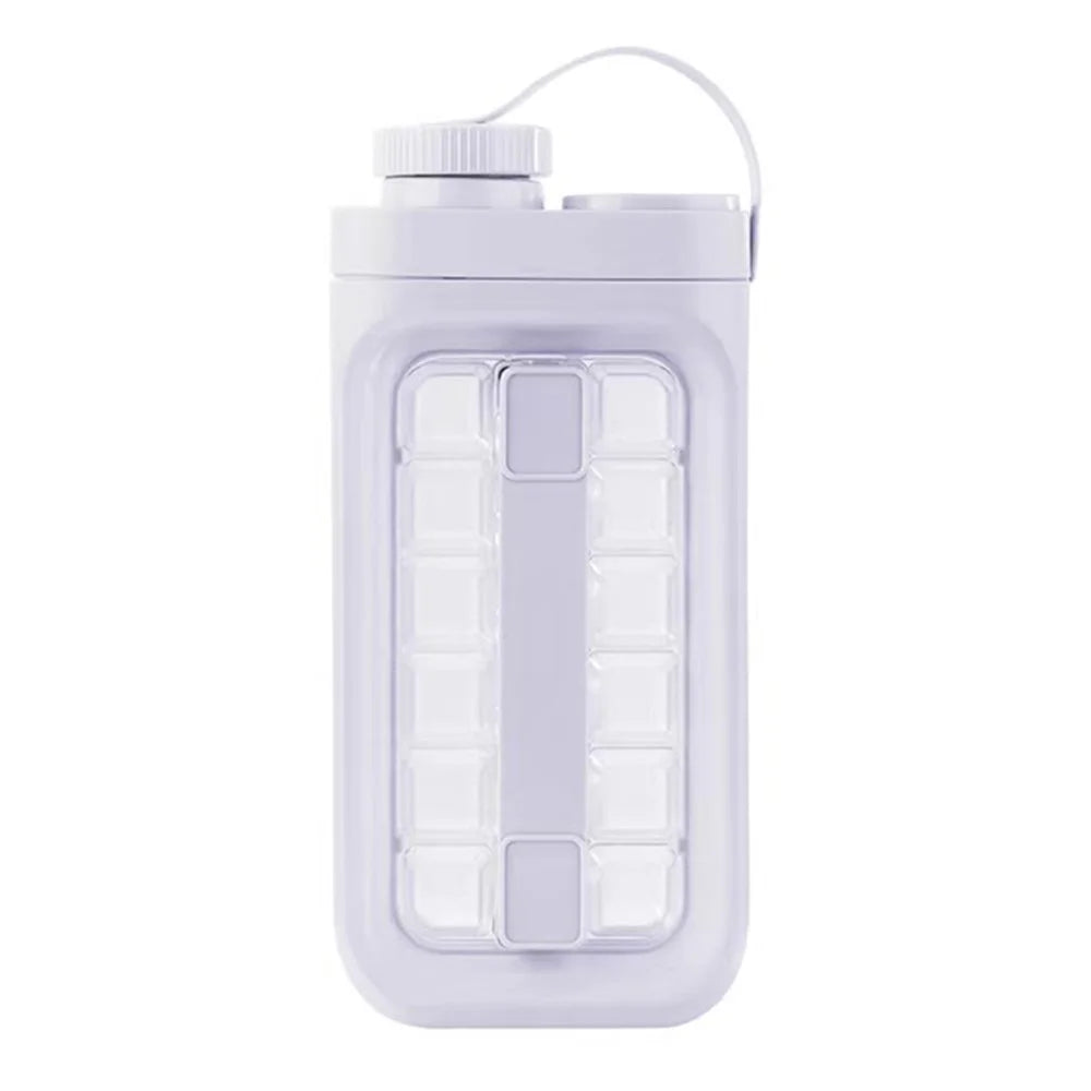 2 in 1 Ice Cube Mold Kettle Portable 17 Grids Ice Maker Bottle (BPA Free, No FDA Certificate) - White - 1