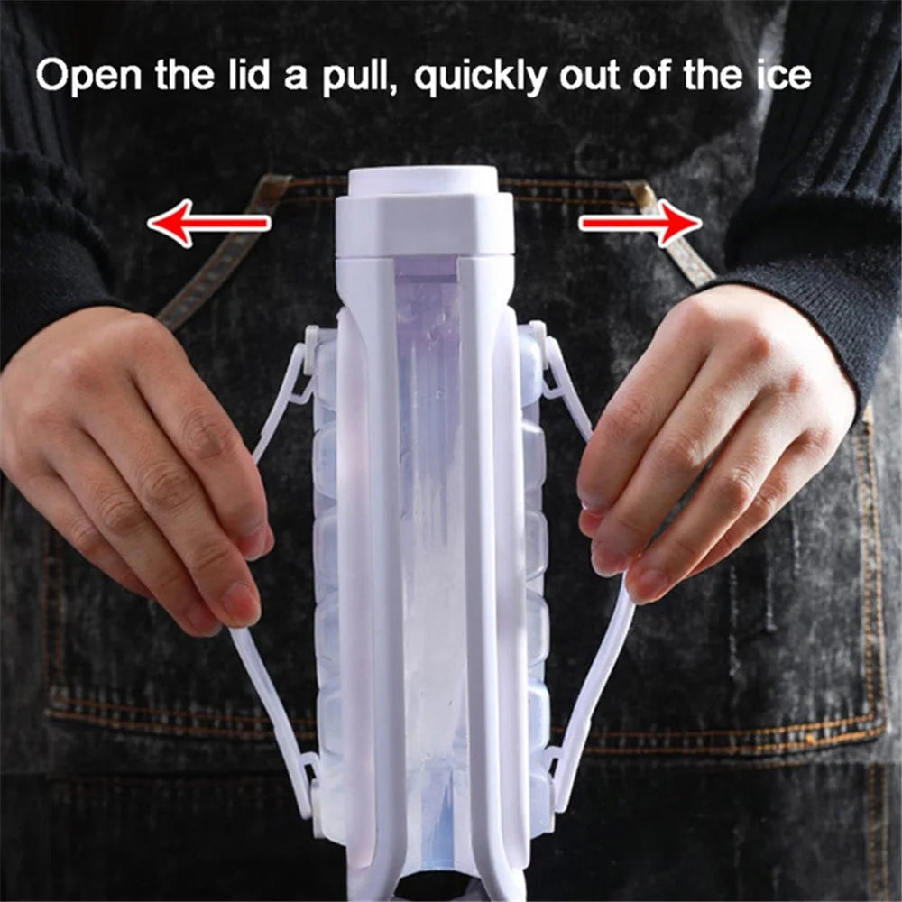 2 in 1 Ice Cube Mold Kettle Portable 17 Grids Ice Maker Bottle (BPA Free, No FDA Certificate) - White - 2