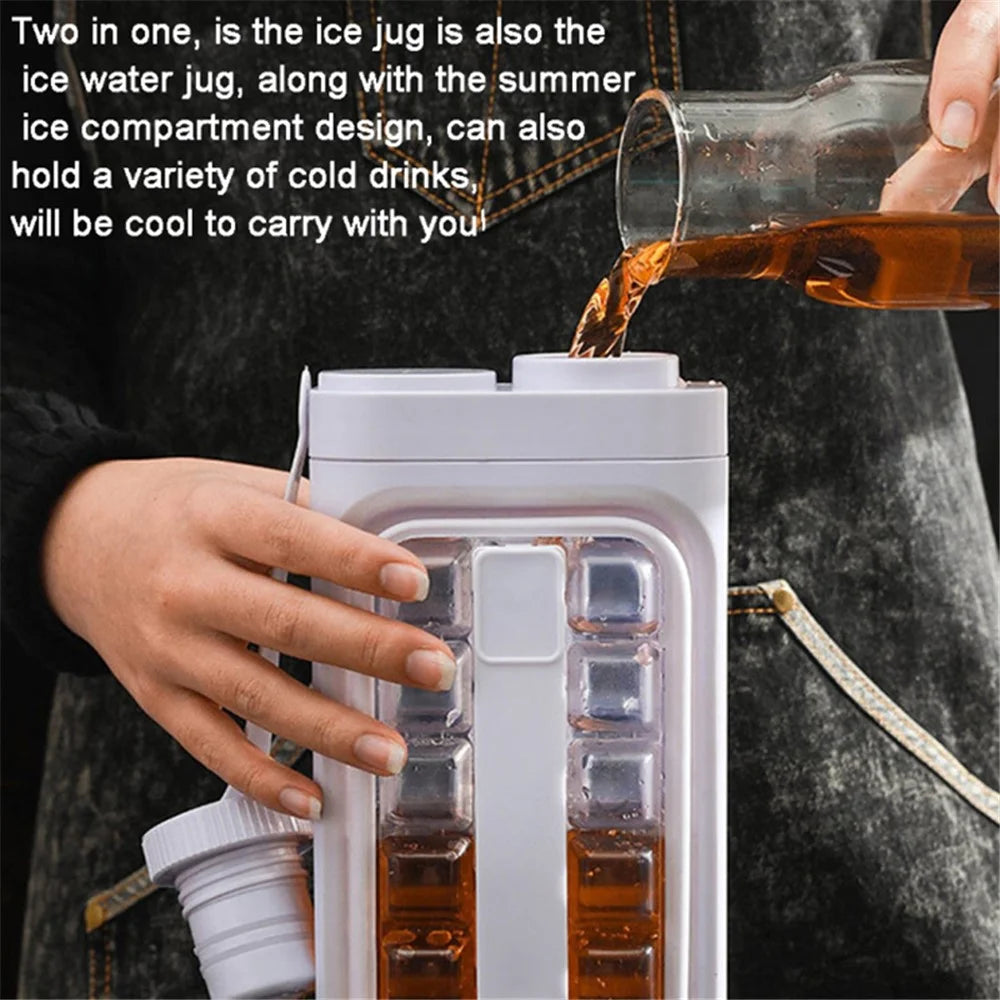 2 in 1 Ice Cube Mold Kettle Portable 17 Grids Ice Maker Bottle (BPA Free, No FDA Certificate) - White - 3