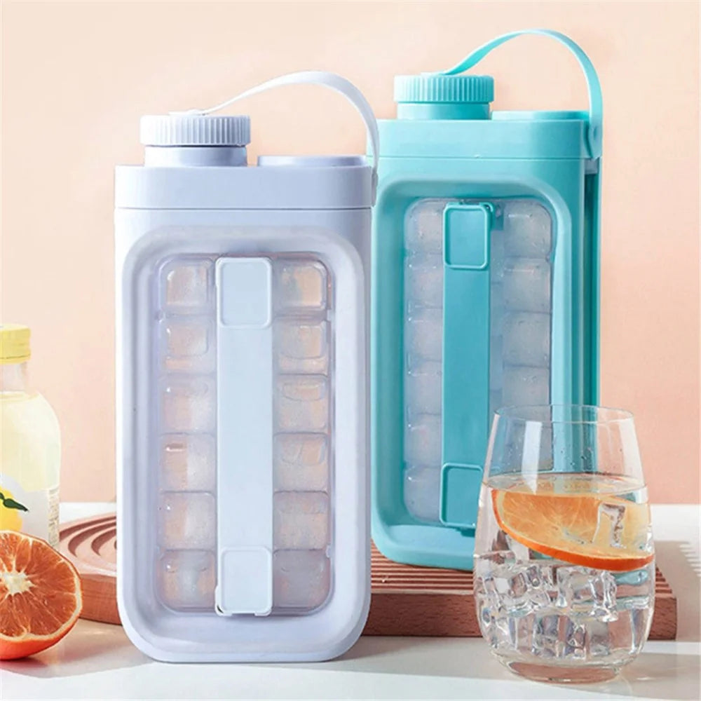 2 in 1 Ice Cube Mold Kettle Portable 17 Grids Ice Maker Bottle (BPA Free, No FDA Certificate) - White - 7