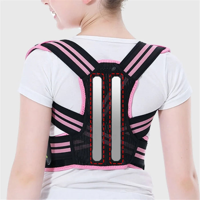 Children Hunchback Posture Corrector Breathable Shoulder Traction Strap Adjustable Back Brace - Pink / S - 6