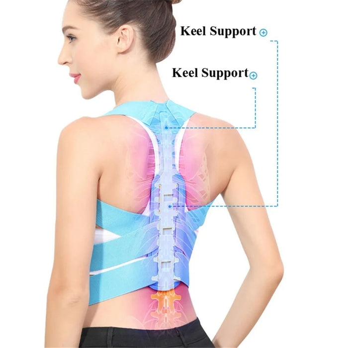 020 Adult Hunchback Corrector Elastic Body Posture Correction Belt Adjustable Back Brace - Blue / S - 2