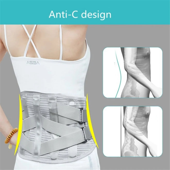 Lower Back Braces Steel Plate Lumbar Support Waist Backbrace Breathable Mesh Design Compression Belt Posture Corrector - S - 3