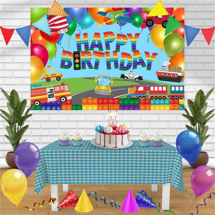 95X75CM Kids Birthday Theme Party Backdrop Cartoon Background Polyester Children Gathering Decoration - 3