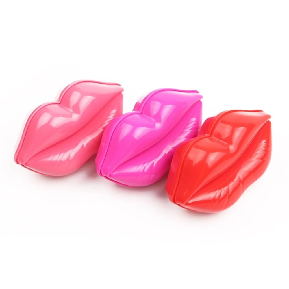 ABS Plastic Lip-Shaped Hair Comb Compact Mini Travel Hair Brush Hairbrush with Mirror for Women - Rose - 7
