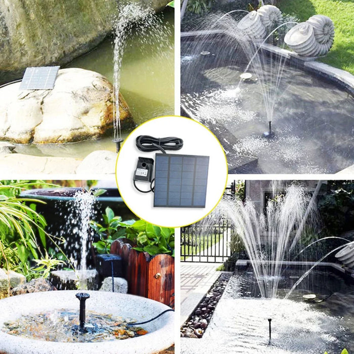 0718A Solar Fountain Water Sprayers Water Feature Pump Solar Powered Panel with 6 Nozzles for Garden, Pool, Pond, Aquarium - 2