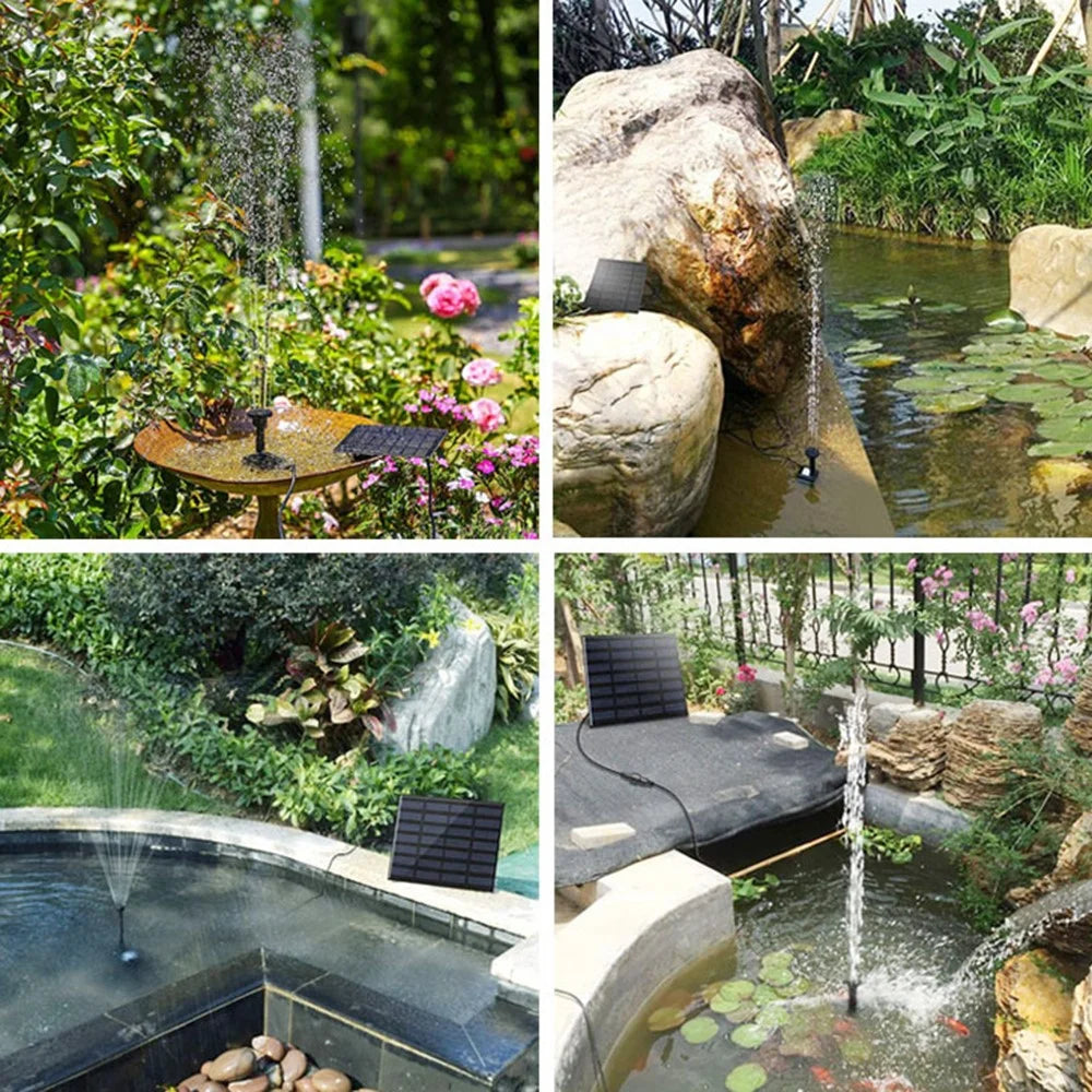 0718A Solar Fountain Water Sprayers Water Feature Pump Solar Powered Panel with 6 Nozzles for Garden, Pool, Pond, Aquarium - 3