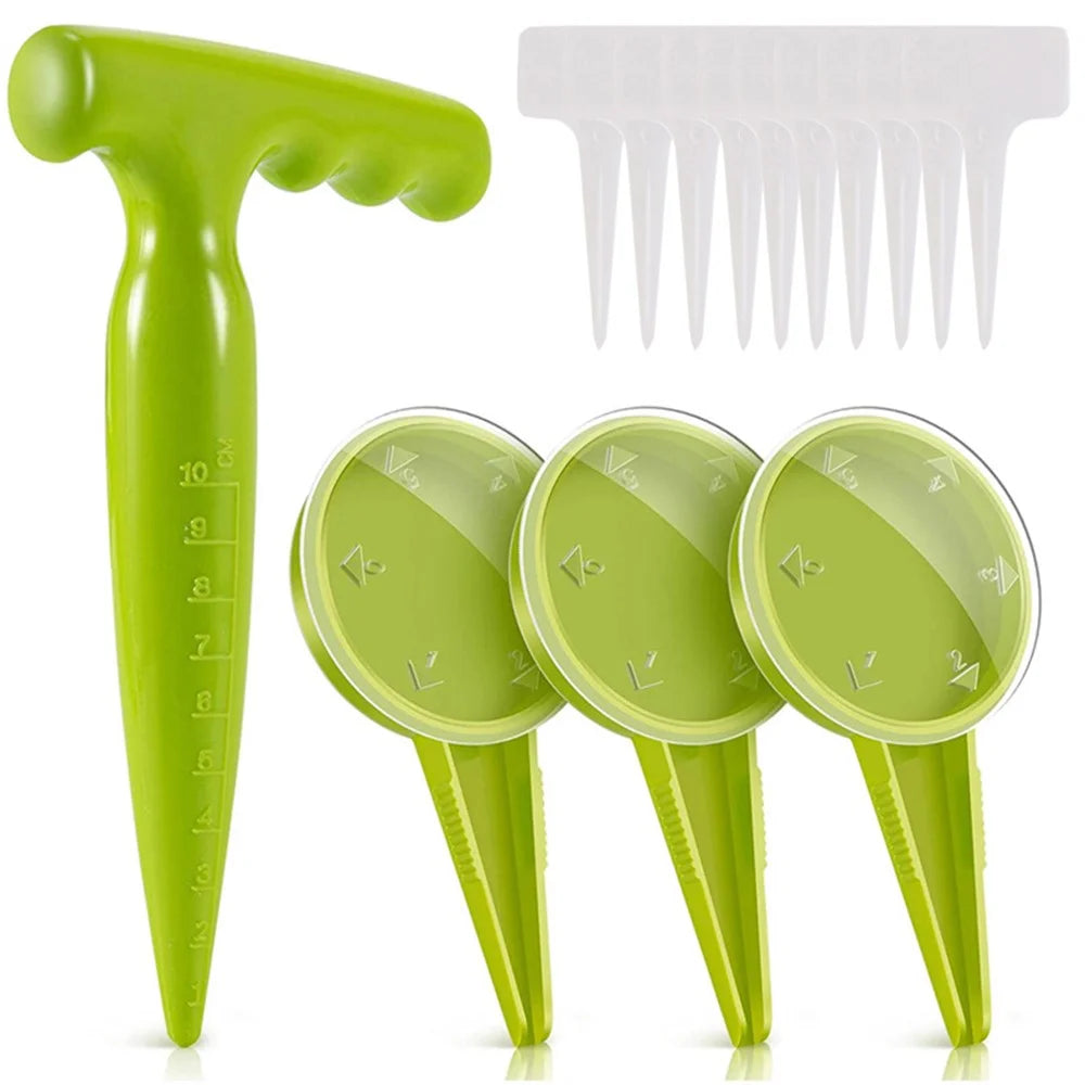 14-in-1 Seed Planter Tool Set Garden Seeder Sower with 5 Dial Settings Plant Dibber Label Tags - 1