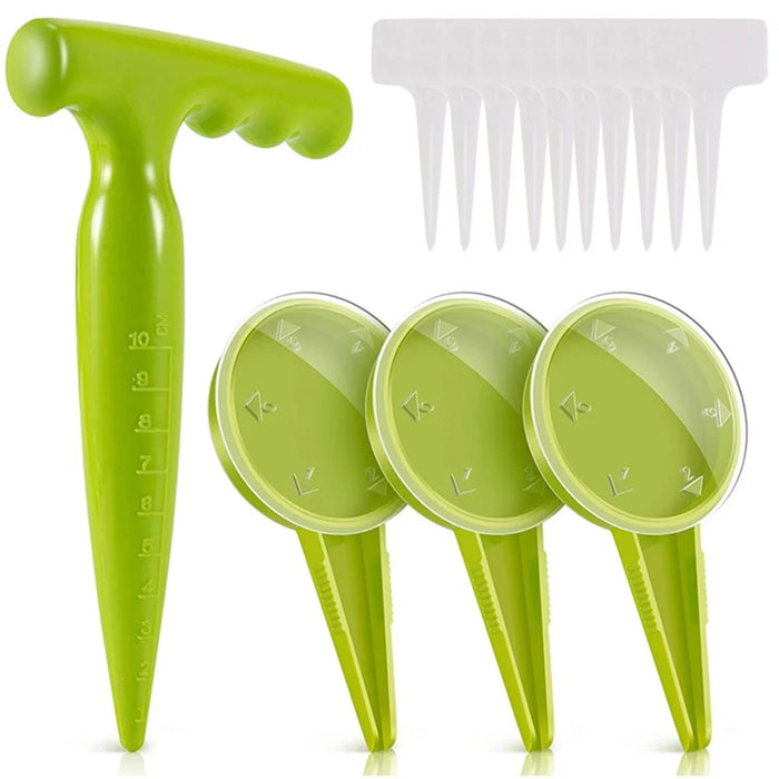 14-in-1 Seed Planter Tool Set Garden Seeder Sower with 5 Dial Settings Plant Dibber Label Tags - 1