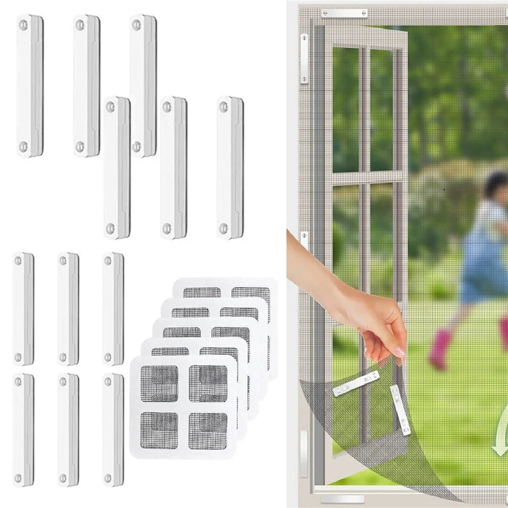 12Pcs Punch Free Anti Mosquito Window Screen Magnetic Clip Window Screen Buckle with Patch - 1