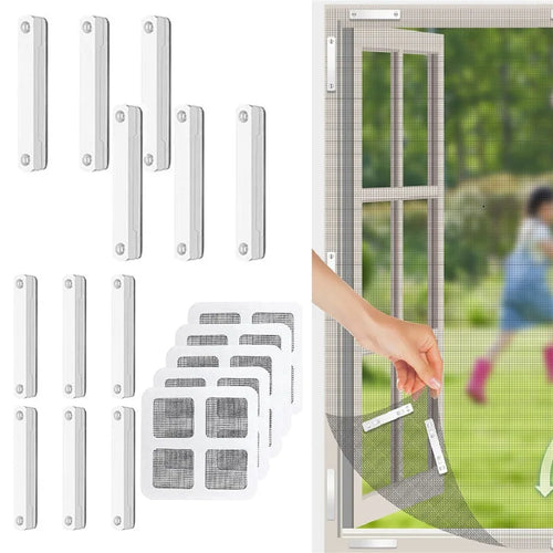 12Pcs Punch Free Anti Mosquito Window Screen Magnetic Clip Window Screen Buckle with Patch - 1