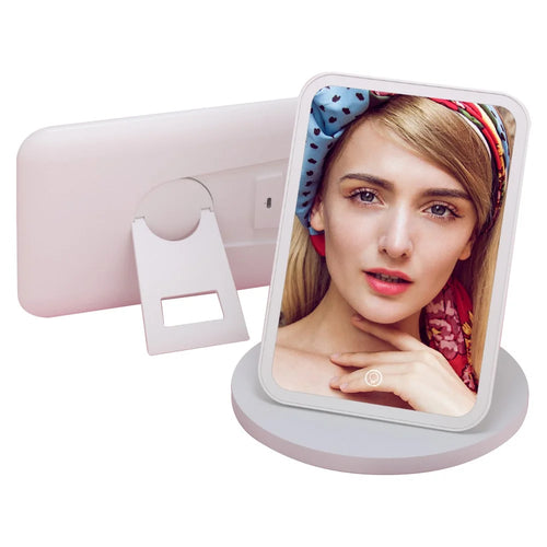 FLYMIRO 360 Degree Rotation LED Makeup Mirror with Light Tabletop Vanity Mirror - 1