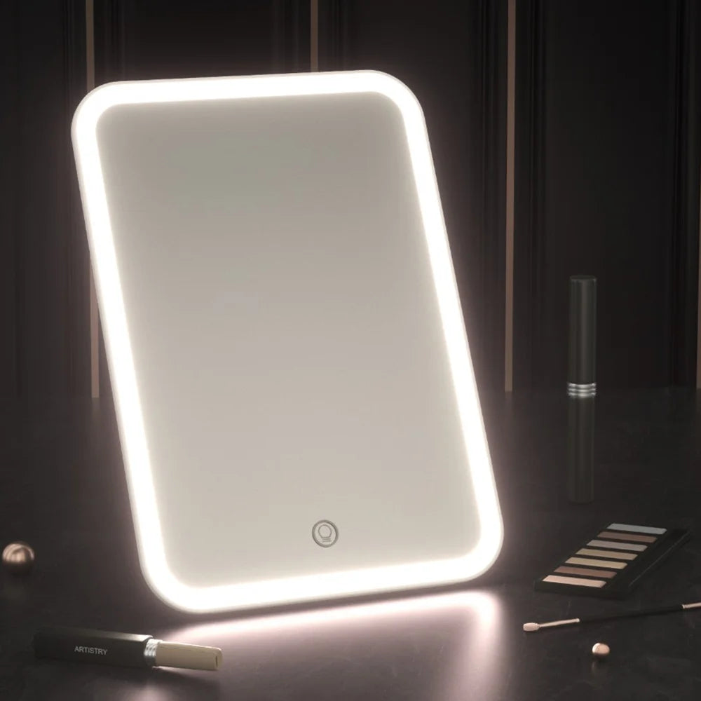 FLYMIRO 360 Degree Rotation LED Makeup Mirror with Light Tabletop Vanity Mirror - 2