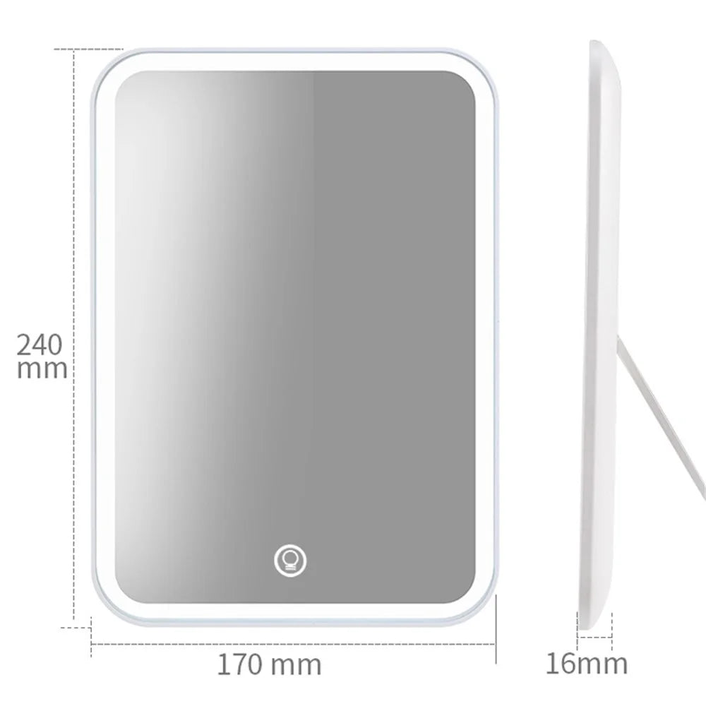 FLYMIRO 360 Degree Rotation LED Makeup Mirror with Light Tabletop Vanity Mirror - 7
