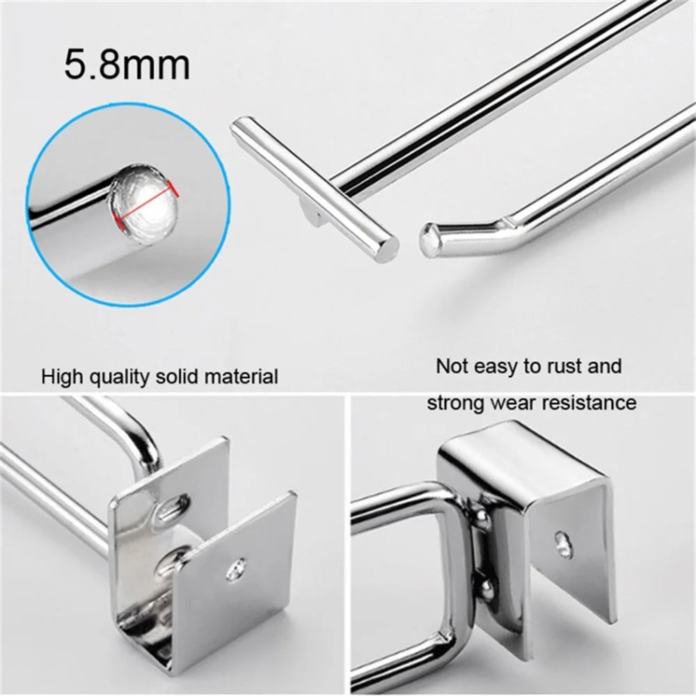 10PCS 30CM Supermarket Square Tube Garage Cold Rolled Steel Wall Hanger Double-Rod Storage Hanging Pole Organizer - 4