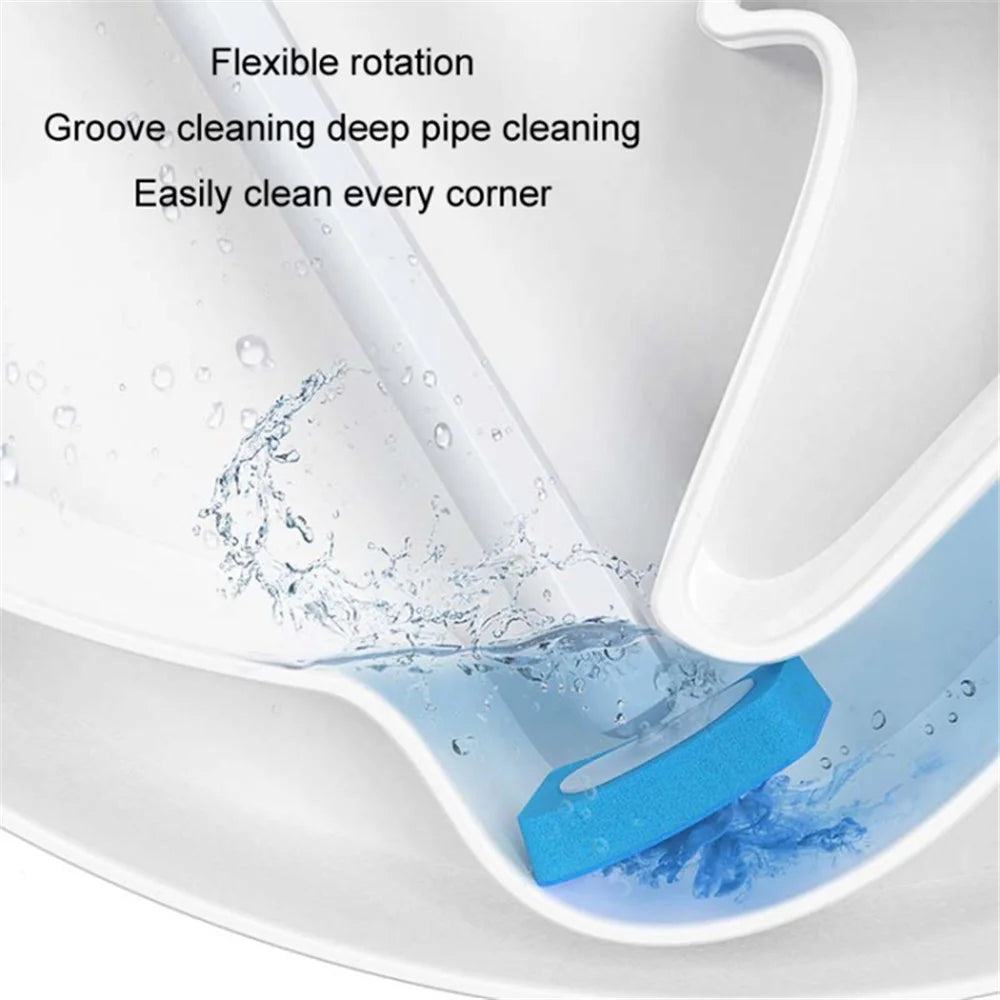 Magnetic Wall Mounted Toilet Brush Set Disposable WC Brush Head Long Handle Toilet Cleaner - White - 2