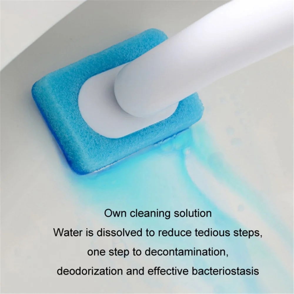 Magnetic Wall Mounted Toilet Brush Set Disposable WC Brush Head Long Handle Toilet Cleaner - White - 3