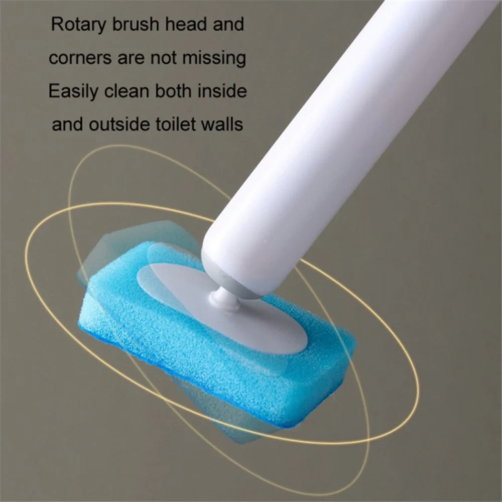 Magnetic Wall Mounted Toilet Brush Set Disposable WC Brush Head Long Handle Toilet Cleaner - White - 5