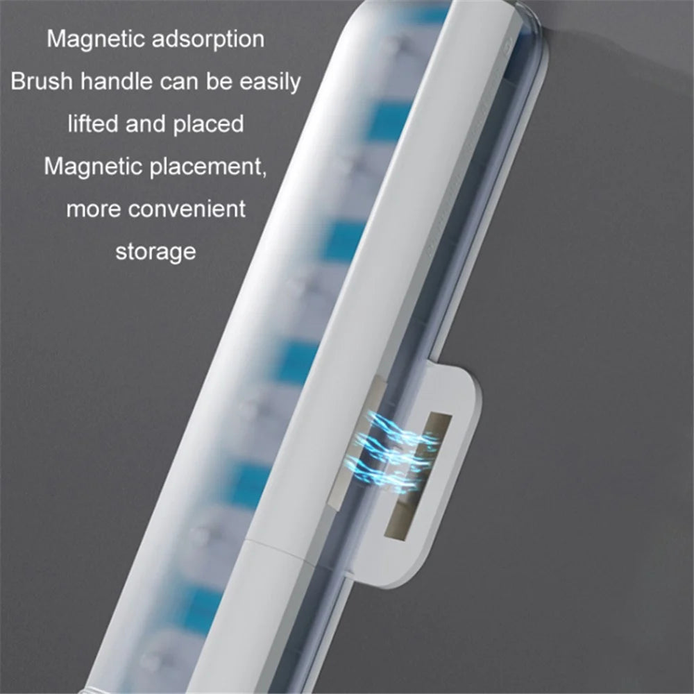 Magnetic Wall Mounted Toilet Brush Set Disposable WC Brush Head Long Handle Toilet Cleaner - White - 6