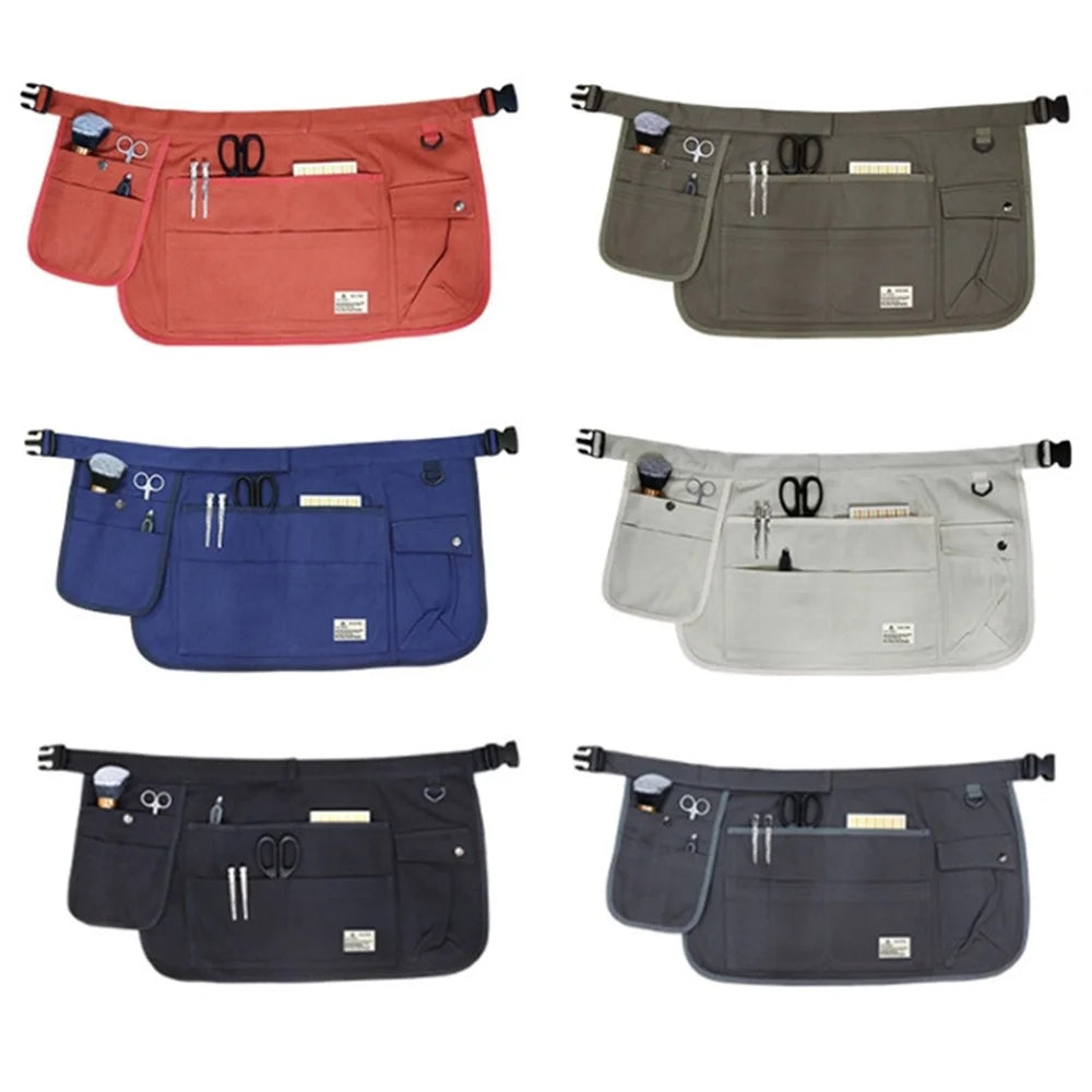 Multi Pockets Cosmetics Gardening Tools Storage Short Apron Waist Buckle Canvas Work Apron - Army Green - 5