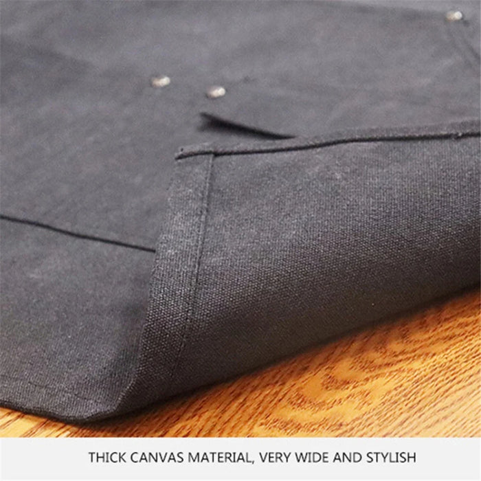 D001 Carpenter Work Apron with Multiple Pockets Gardening Woodworking Waterproof Canvas Apron - Blue - 4