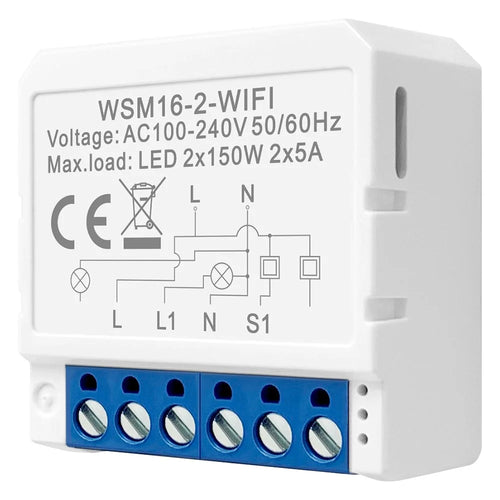 AVTTO WSM16 2-Gang Smart WiFi Switch APP Voice Control Smart Home DIY Light Switch Module - 1