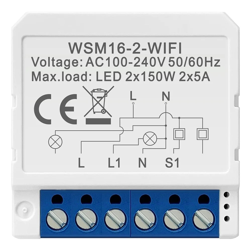 AVTTO WSM16 2-Gang Smart WiFi Switch APP Voice Control Smart Home DIY Light Switch Module - 2
