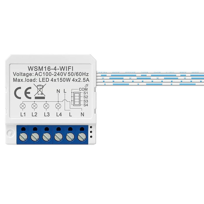 AVTTO WSM16 4-Gang Smart WiFi Switch APP Voice Control Dual Way Controller DIY Light Switch Module - 2