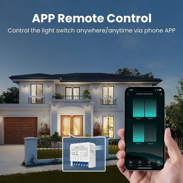 AVTTO WSM16 1-Gang Dual Way Control Smart WiFi Switch APP Voice Control DIY Light Switch Module - 5