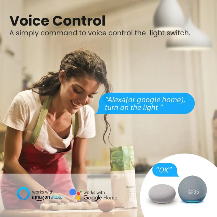 AVTTO WSM16 1-Gang Dual Way Control Smart WiFi Switch APP Voice Control DIY Light Switch Module - 6