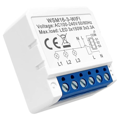 AVTTO WSM16 3-Gang Smart WiFi Switch APP Voice Control Mini DIY Light Switch Module - 1