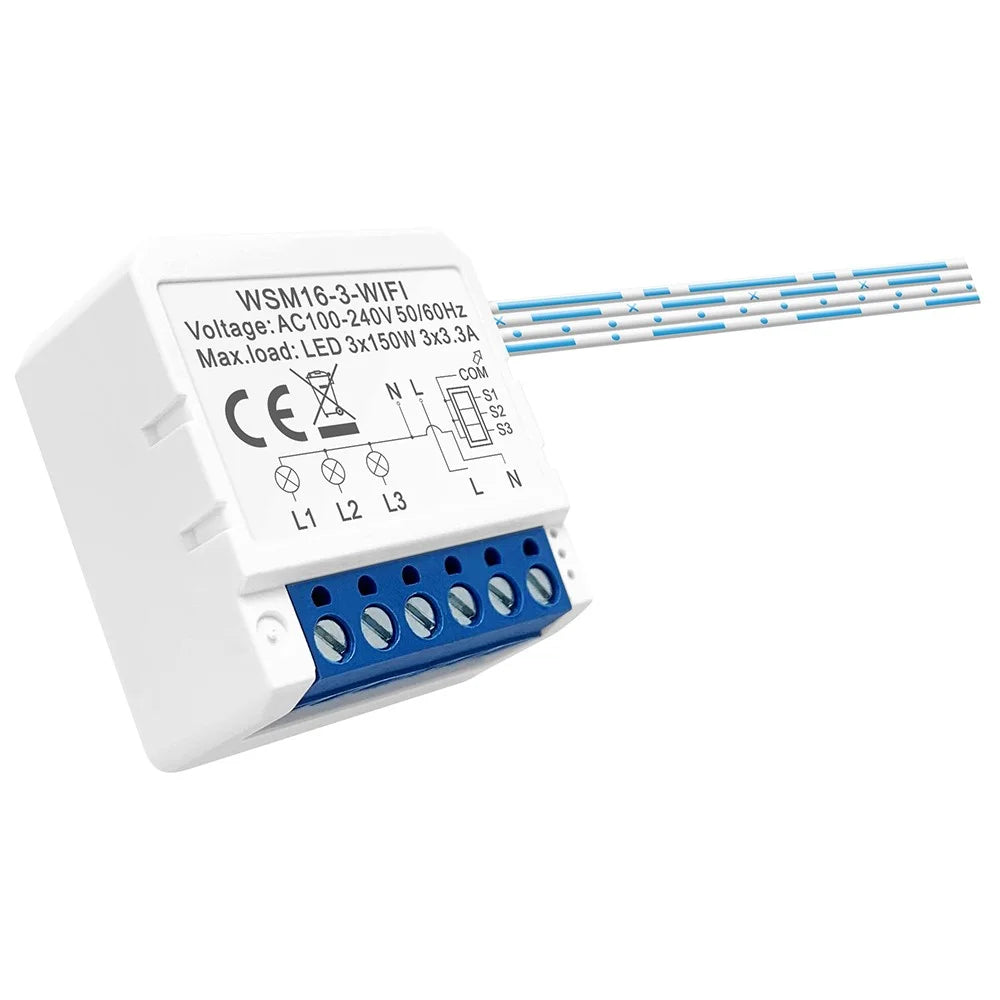 AVTTO WSM16 3-Gang Smart WiFi Switch APP Voice Control Mini DIY Light Switch Module - 4