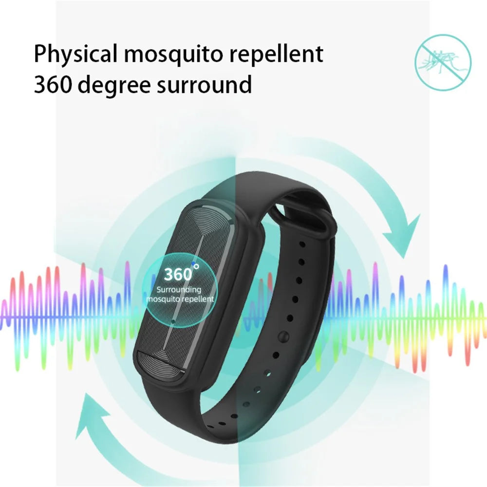 M90 Electronic Ultrasonic Mosquito Repellent Bracelet Outdoor Anti-Mosquito Pest Control Wristband - Black - 2