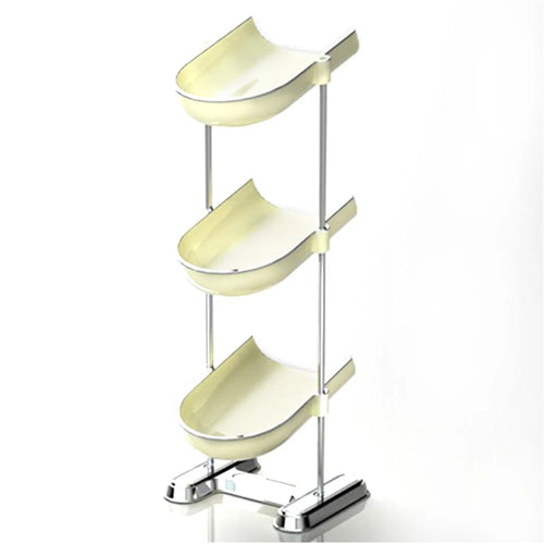 Three Layers Bathroom Stainless Steel Column Soap Holder Tray Draining Soap Dish Electroplating Storage Shelf - Creamy White - 1