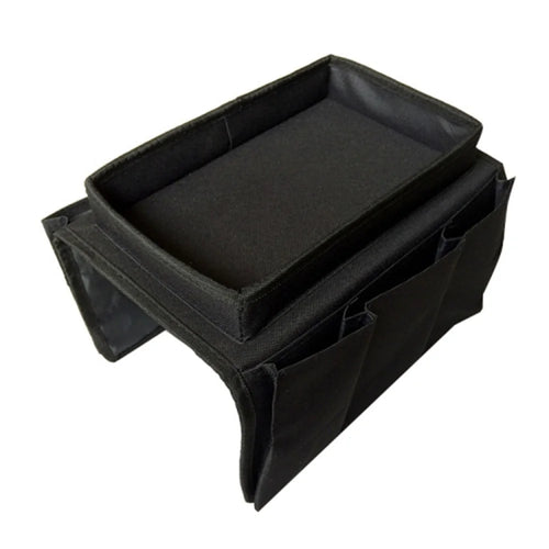 SF001 Oxford Cloth Sofa Armrest Storage Pockets Holder Couch Hanging Remote Control Organizer Tray - Black - 1