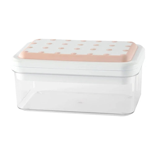 Single Layer Kitchen Ice Tray with Lid Press Ice Cube Maker Mold Box (BPA Free, No FDA Certificate) - Pink - 1