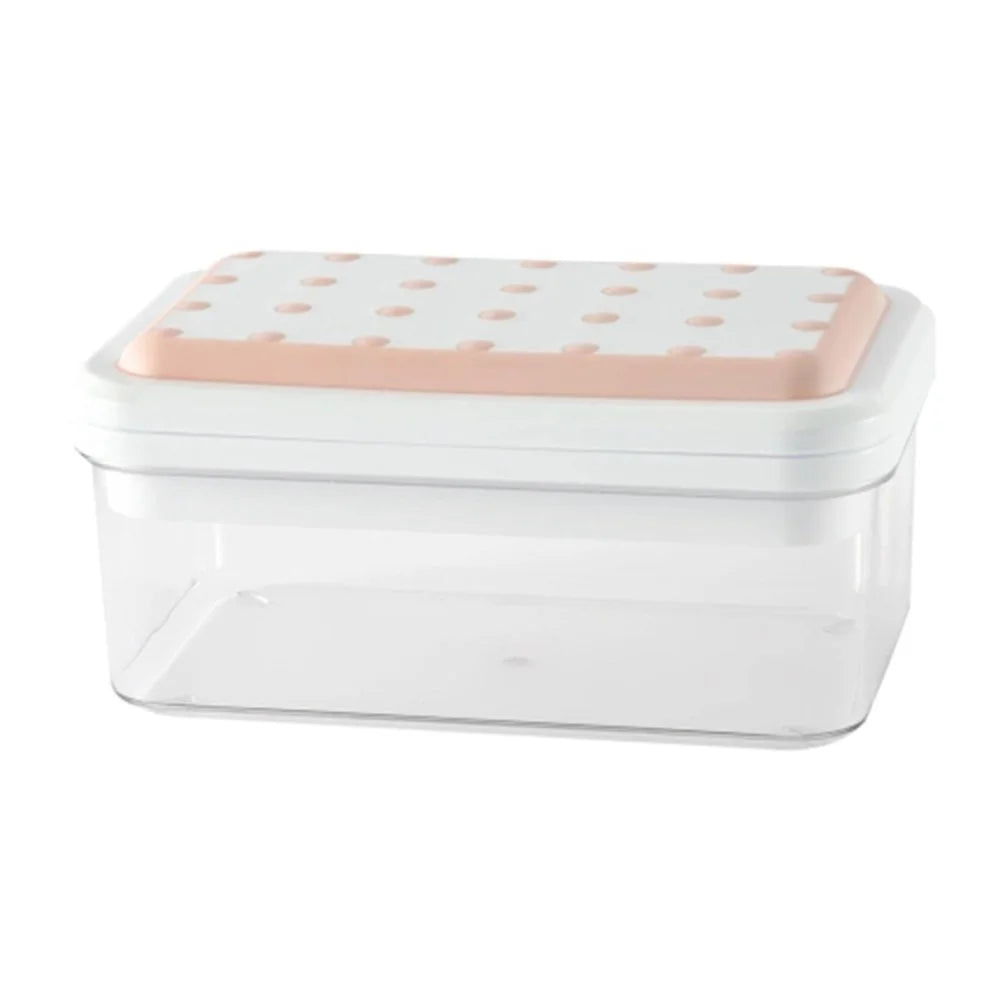 Single Layer Kitchen Ice Tray with Lid Press Ice Cube Maker Mold Box (BPA Free, No FDA Certificate) - Pink - 1
